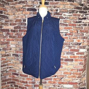Crown & Ivy Womens Blue Quilted Vest Size 2X